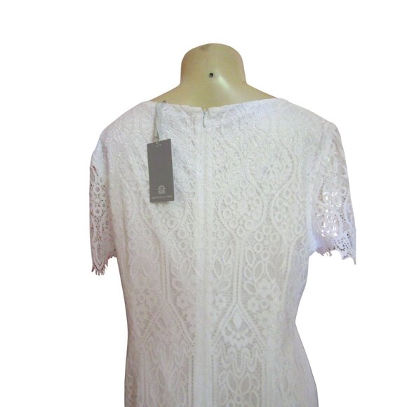 Preston & York White Lace Shift Dress Size 16 New W/ Tags Elegant Design - Picture 6 of 8